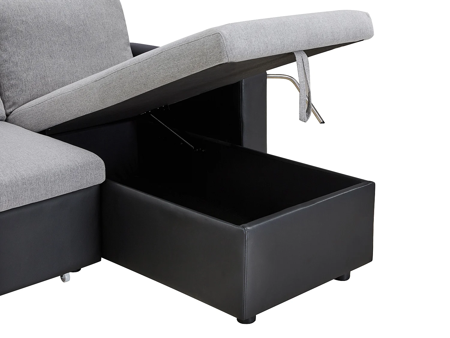Canapé d'angle convertible et réversible en tissu gris clair et noir GAZUR II