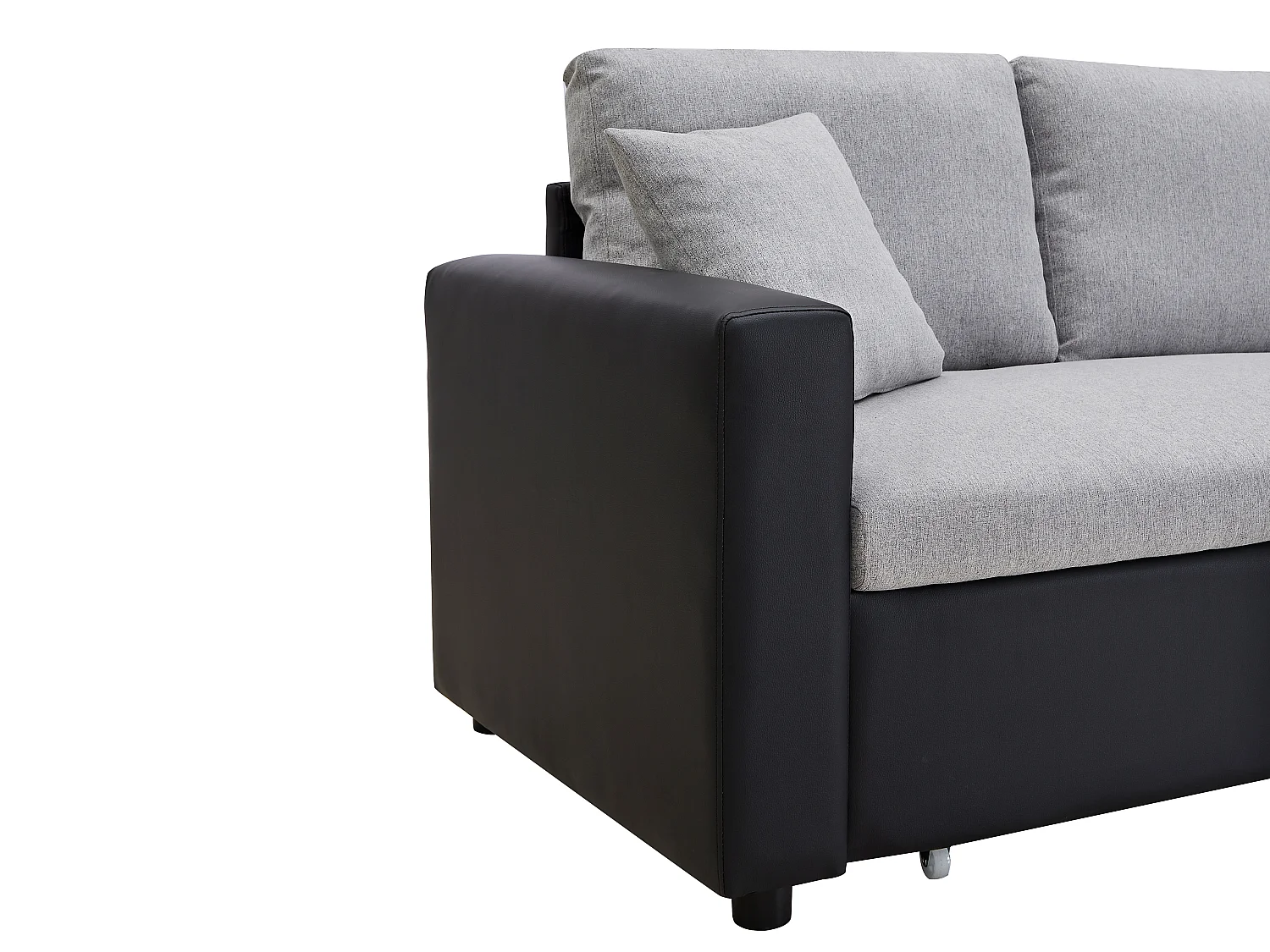 Canapé d'angle convertible et réversible en tissu gris clair et noir GAZUR II