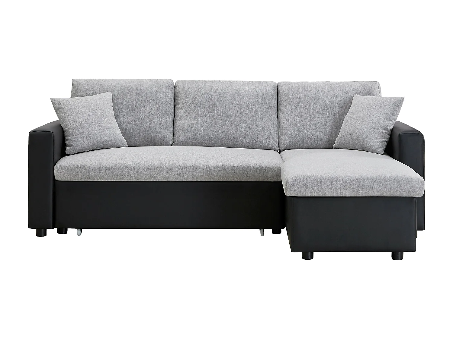Canapé d'angle convertible et réversible en tissu gris clair et noir GAZUR II