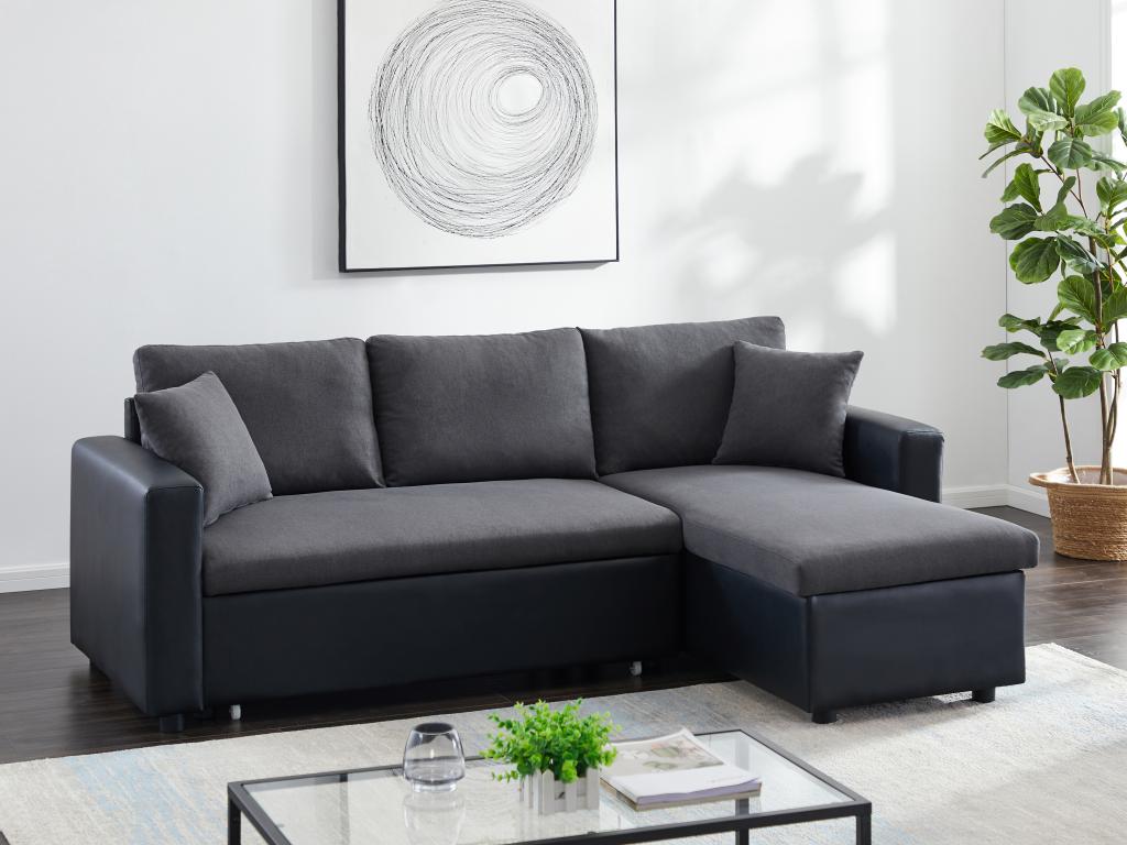 Ecksofa mit Schlaffunktion GAZUR - Stoff & Kunstleder - Ecke wechselbar - A günstig online kaufen