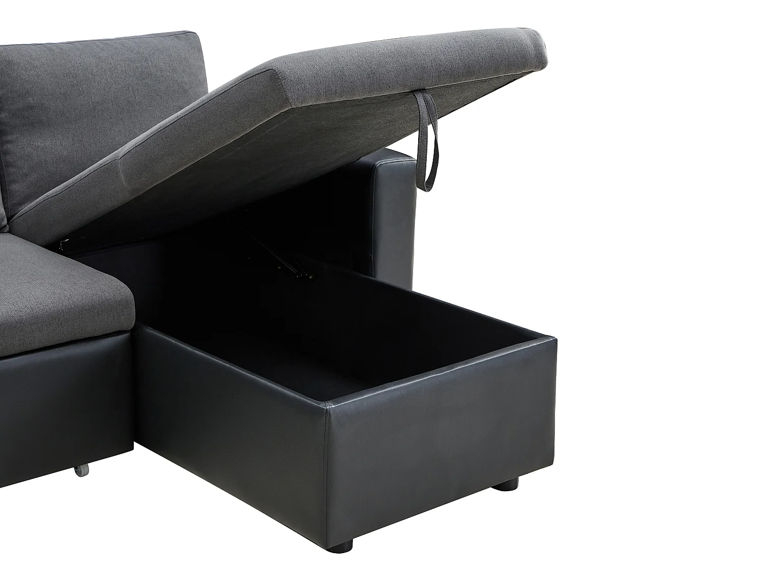 Hörnssoffa vändbar i antracitgrå och svart tyg GAZUR II