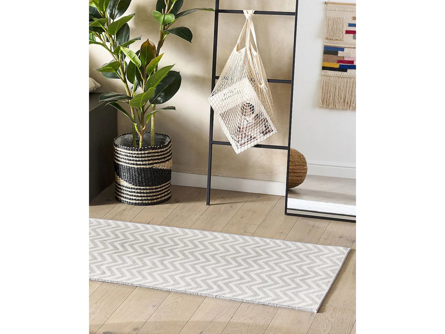 Tapis blanc et gris 60 x 200 cm SAIKHEDA