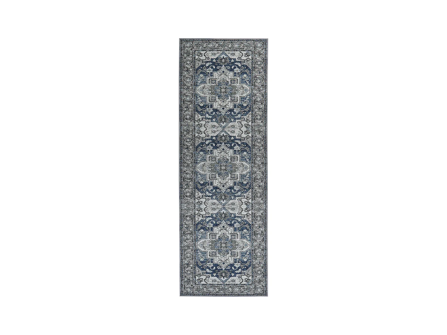 Teppich Läufer grau/blau 80 x 240 cm mit orientalischem Muster Vintage Kottar