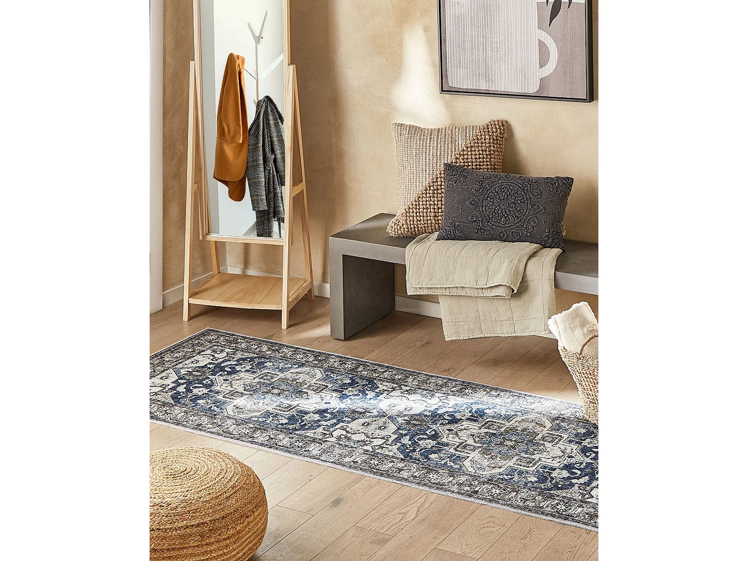 Vloerkleed grijs en blauw 80 x 240 cm KOTTAR