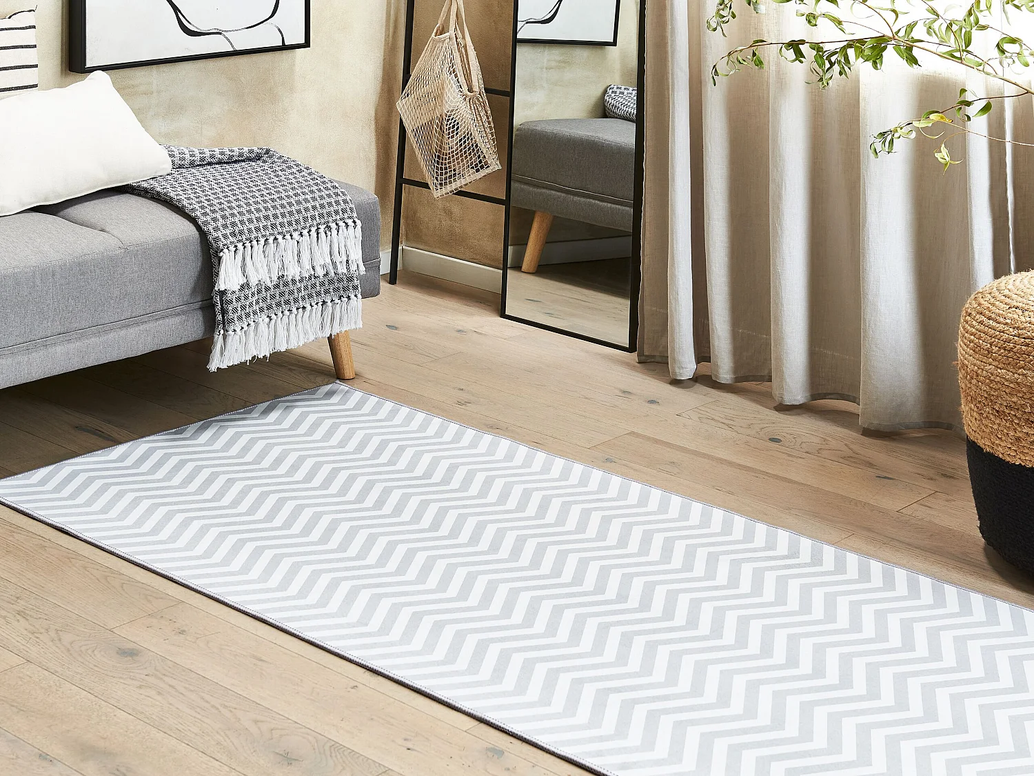 Tapis blanc et gris 70 x 200 cm SAIKHEDA