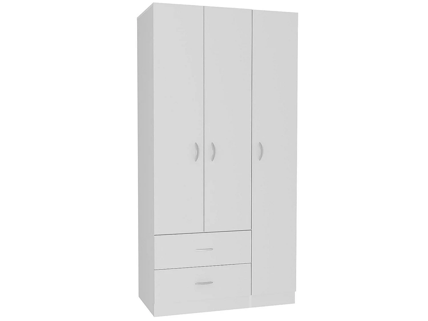 Armario ropero Austral de 90 cm con 3 puertas y 2 cajones, blanco