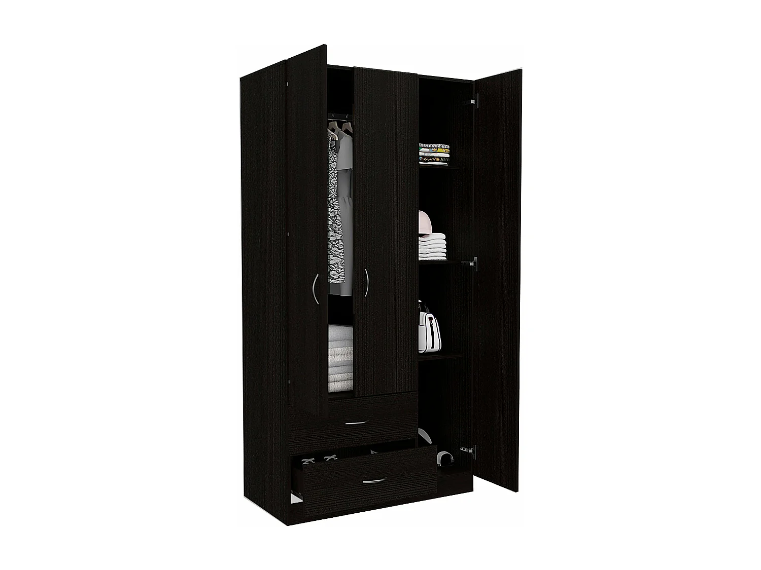 Armario Austral De 3 Puertas, con dos cajones 90CM L X  180CM A X 47CM P Wengue