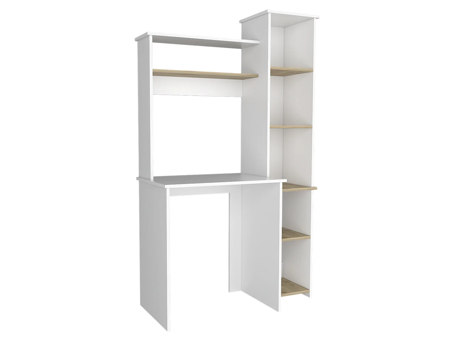 Tavolo da scrivania Heinrich, con ripiani 163,1 CM L X 98,5 CM L X 42,3 CM P. Bianco / Duna