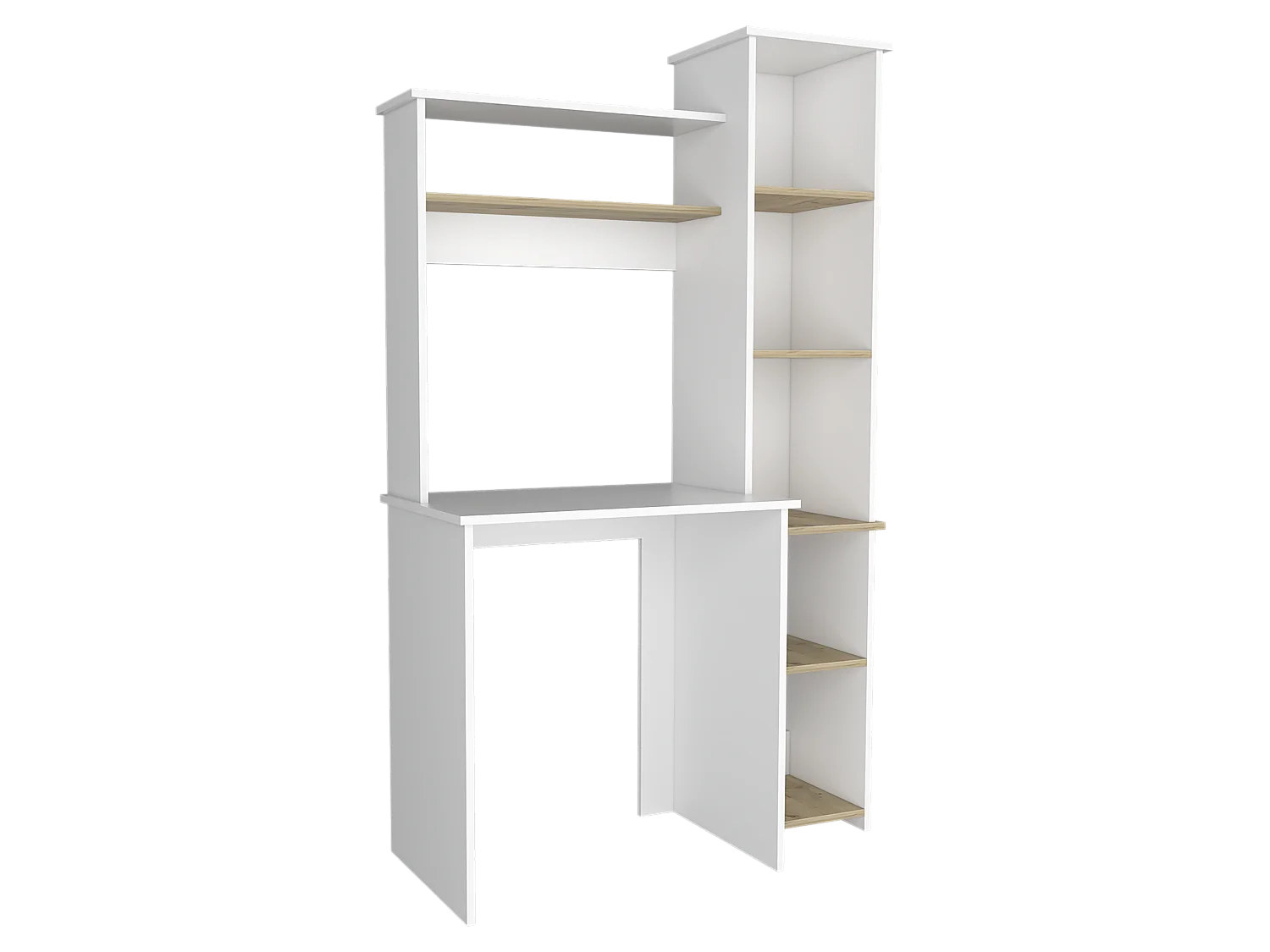 Tavolo da scrivania Heinrich, con ripiani 163,1 CM L X 98,5 CM L X 42,3 CM P. Bianco / Duna