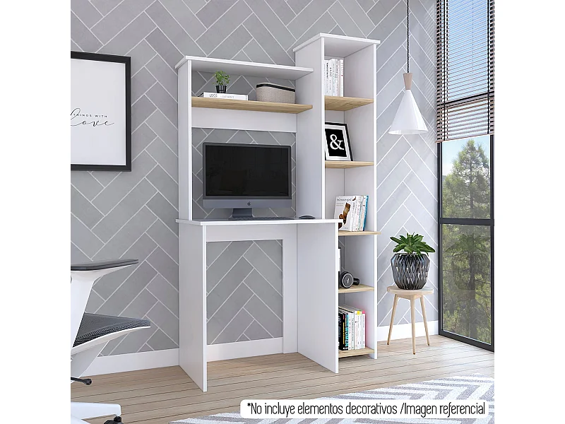 Tavolo da scrivania Heinrich, con ripiani 163,1 CM L X 98,5 CM L X 42,3 CM P. Bianco / Duna