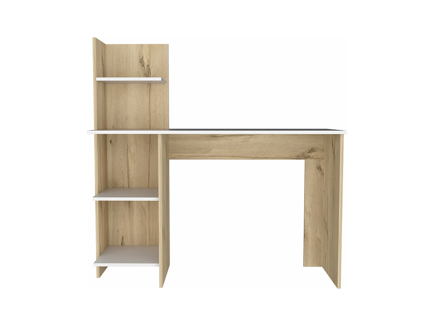 Table de Bureau Vilna 120 en mélamine avec trois étagères , Duna / Blanc 120.6 X 120 X 45 cm
