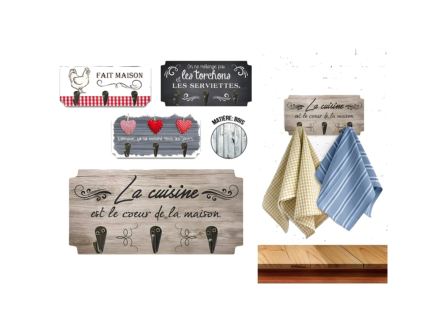 Patère 3 crochets à torchons les torchons et les serviettes