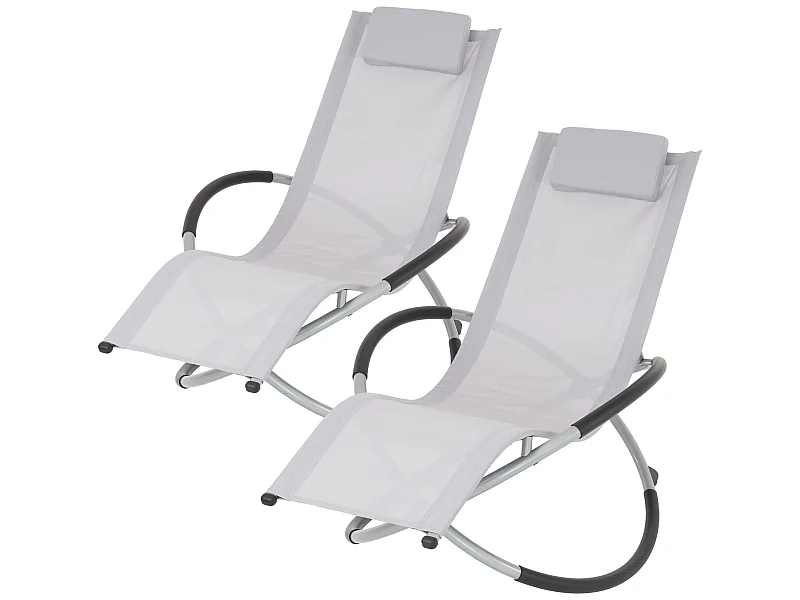 2x Chaise longue géométrique jardin patio pliable chaise relaxation gris ECD Germany