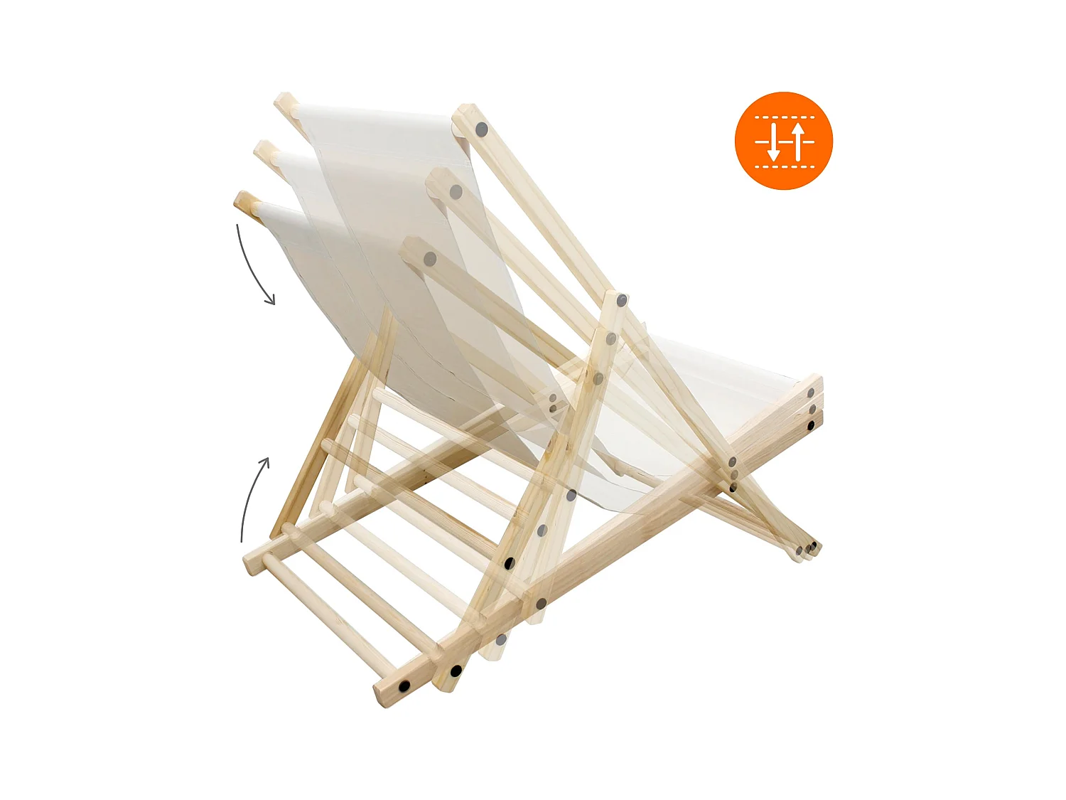 Chaise longue de jardin pliable beige en bois chilienne 3 positions de couchage  jusqu'à 120 kg usage intérieur et extérieur balcon terrasse patio