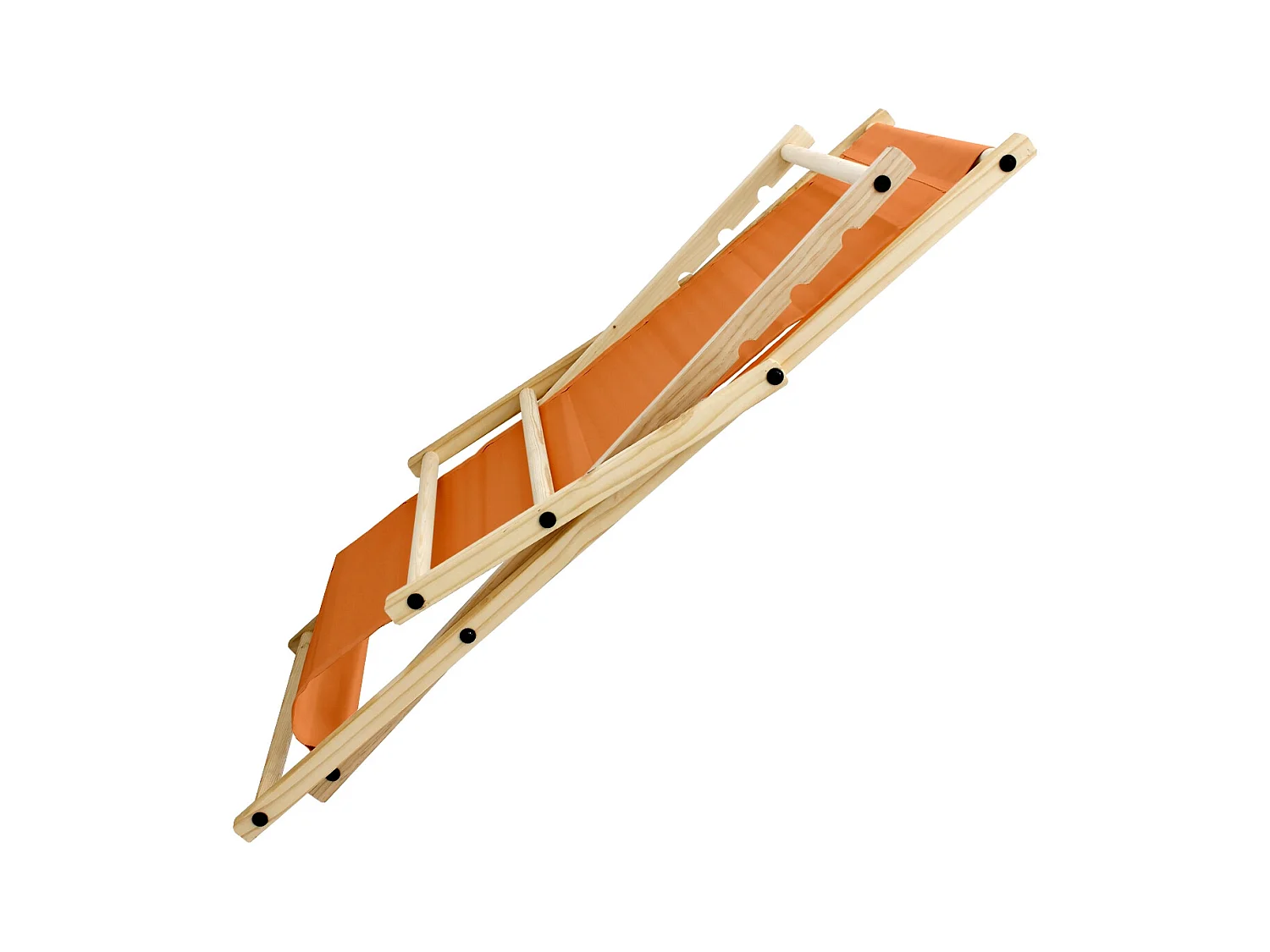 Chaise longue de jardin pliable orange en bois chilienne 3 positions de couchage jusqu'à 120 kg pour usage intérieur et extérieur balcon terrasse