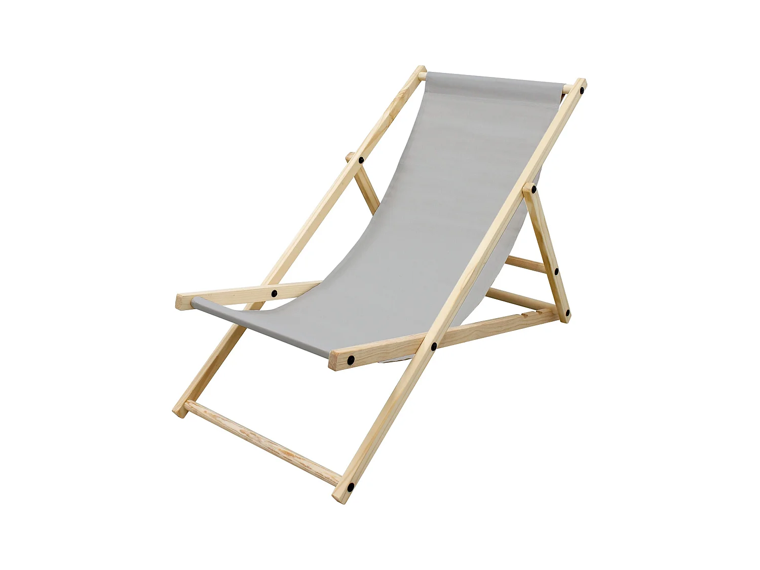 ECD Germany Silla de playa gris claro madera de pino tumbona 3 posiciones de reclinación hamaca plegable con tejido oxford impermeable carga 150kg