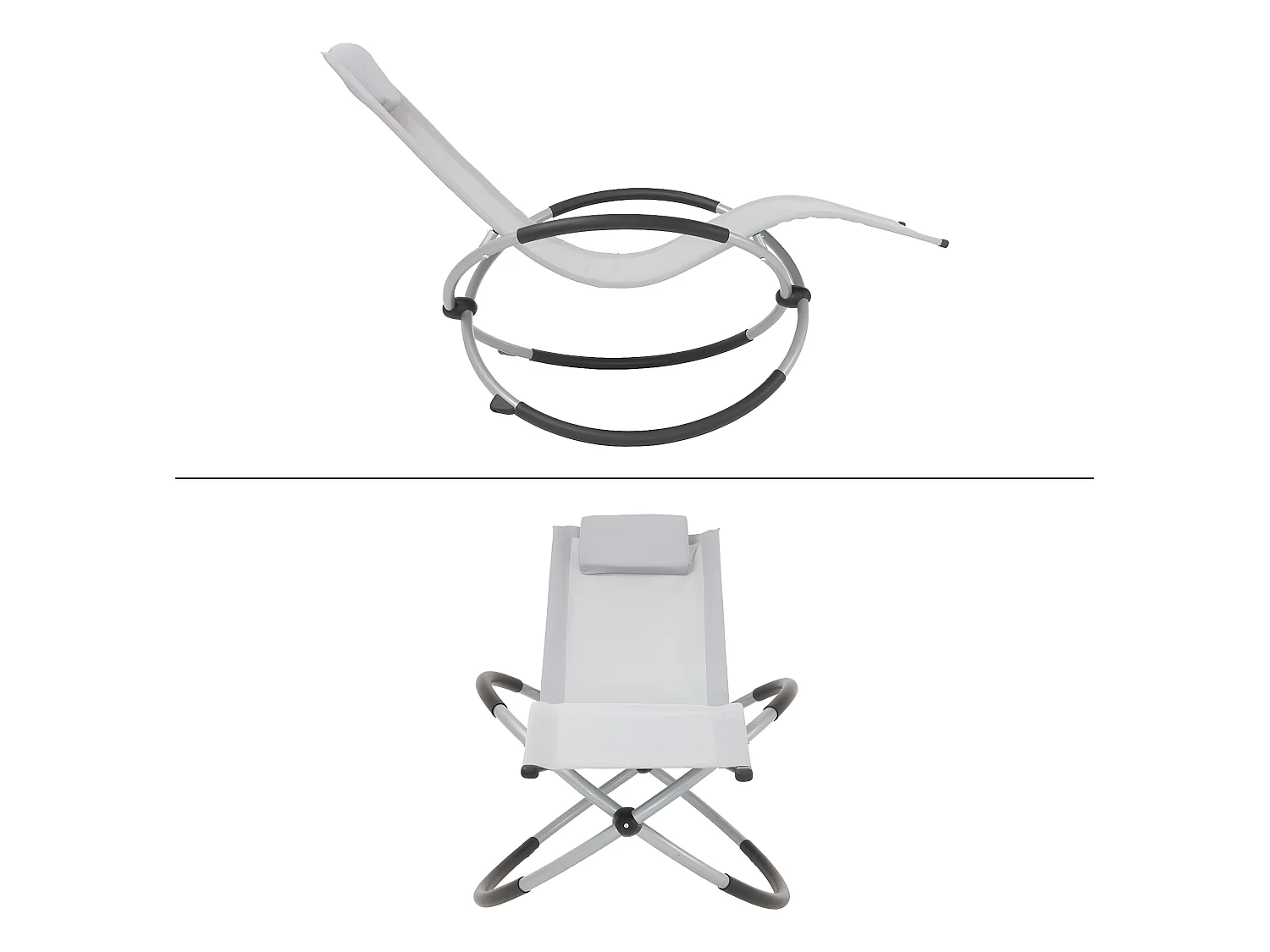 Sedia sdraio pieghevole geometrica per esterni grigio chiaro ECD Germany