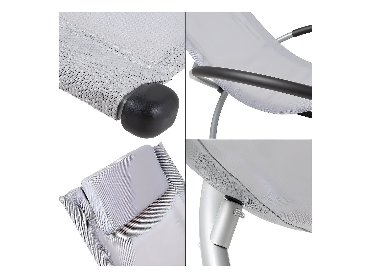 Sedia sdraio pieghevole geometrica per esterni grigio chiaro ECD Germany