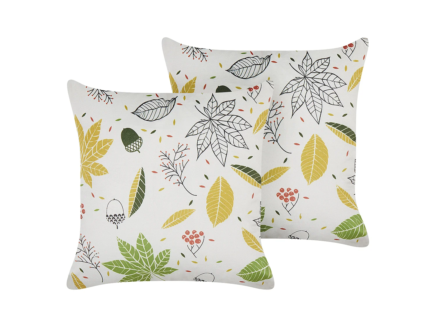 Set van 2 decoratieve kussens MULLEIN Fluweel 45 x 45 cm Multicolor Bladpatroon