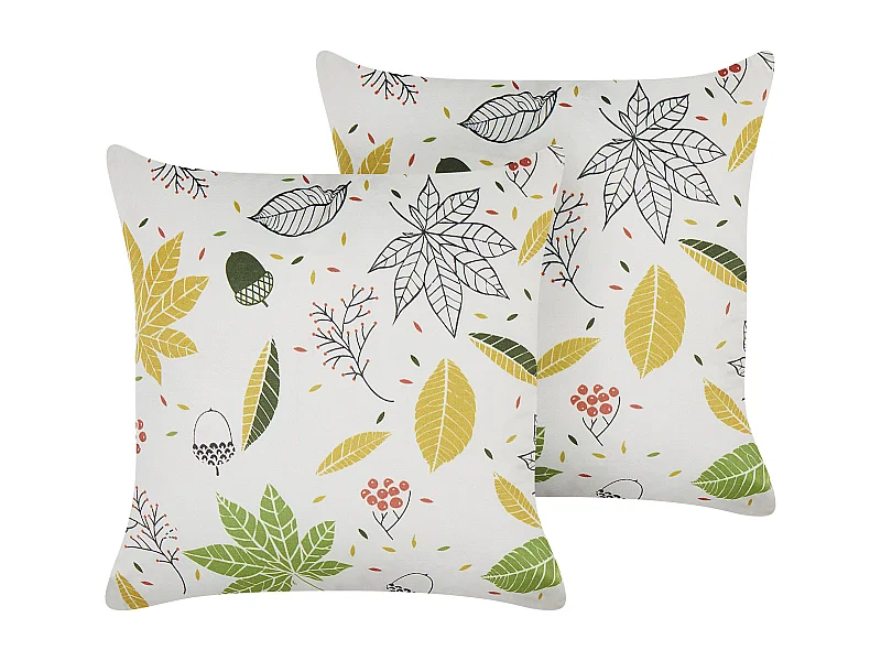 Dekokissen 2er Set MULLEIN Samtstoff 45 x 45 cm Bunt Pflanzenmuster