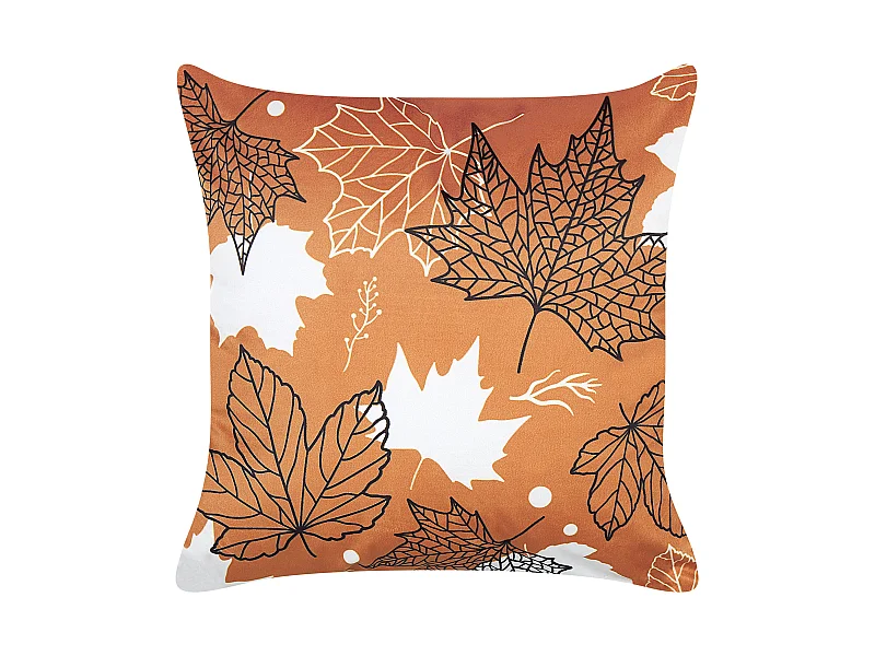 Coussin POINSETTIA Velours 45 x 45 cm Orange Motif de plante