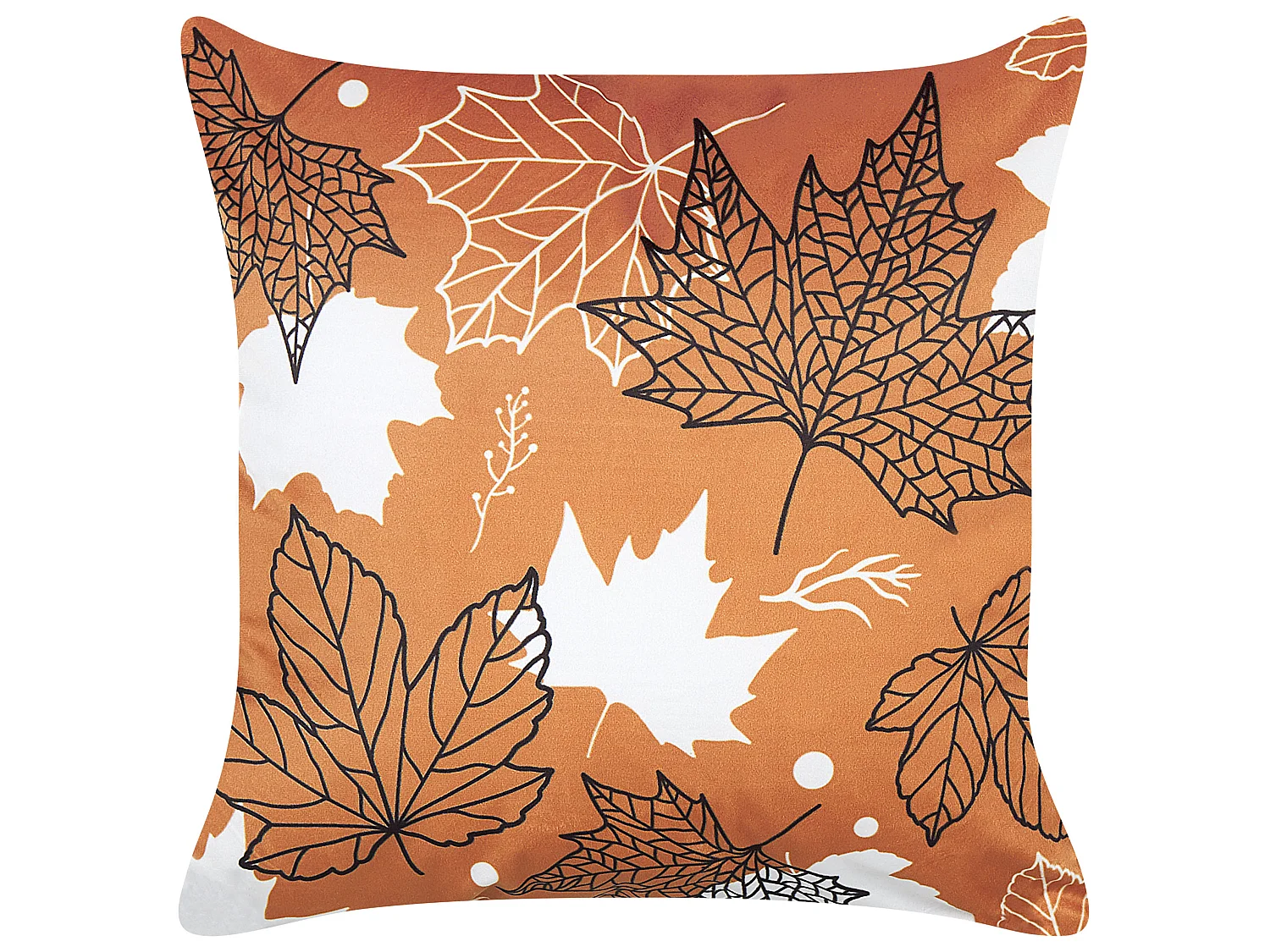Cuscino decorativo POINSETTIA Velluto 45 x 45 cm Arancione Trama di piante