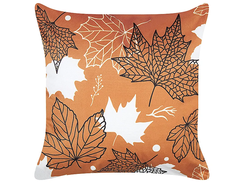Coussin POINSETTIA Velours 45 x 45 cm Orange Motif de plante