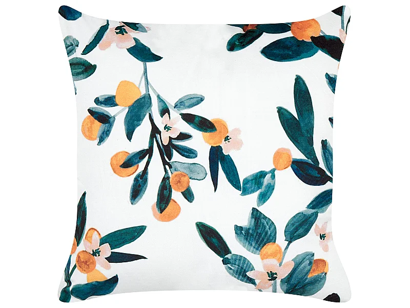 Dekokissen Füllung Samt grün Blättermuster 45x45 cm Sofakissen Couchkissen