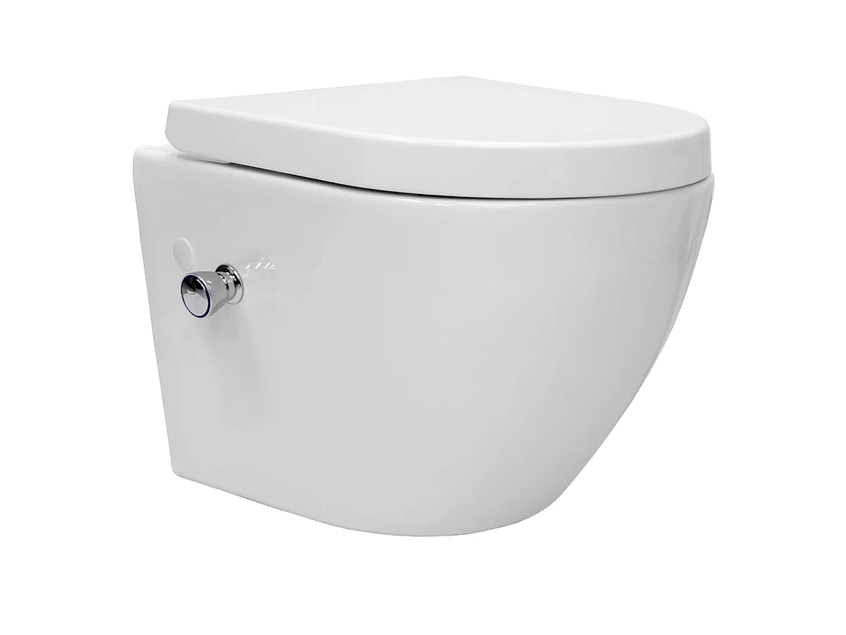 WC suspendu en céramique avec fonction de bidet Soft-Close White ECD Germany