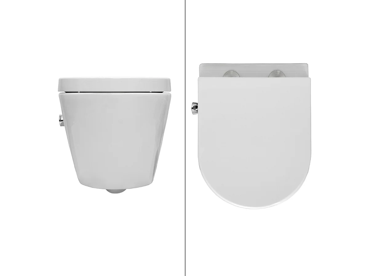 WC suspendu en céramique avec fonction de bidet Soft-Close White ECD Germany