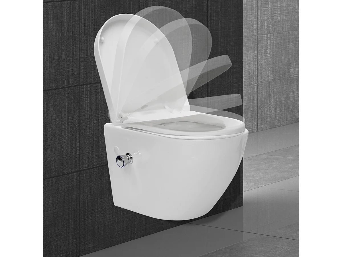 WC suspendu en céramique avec fonction de bidet Soft-Close White ECD Germany