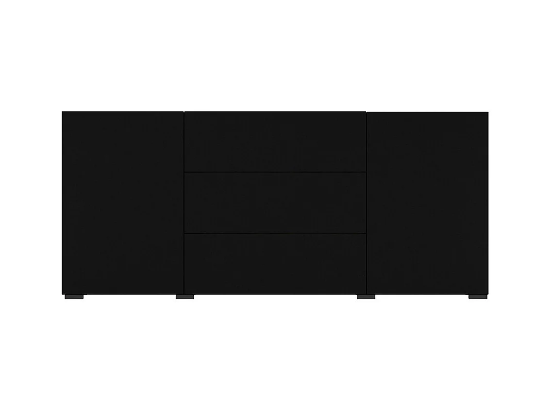 Buffet de 140cm colección EVA con 2 puertas y 3 cajones. Color negro y roble.