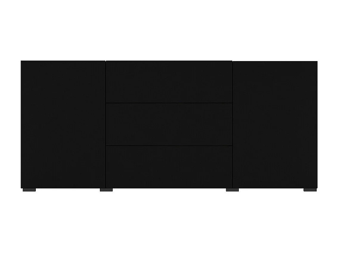 Buffet 140cm coleção EVA com 2 portas e 3 gavetas. Cor preta e carvalho.