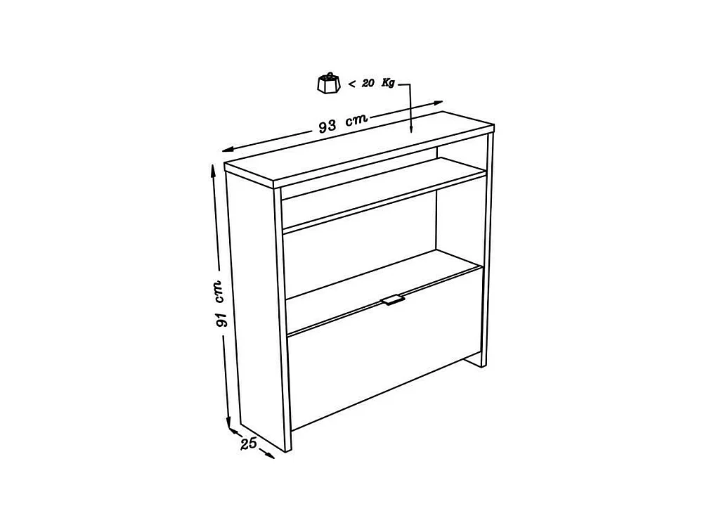 Schoenenkast SCOTT in glanzend grijs - 93 x 25 x 91 cm
