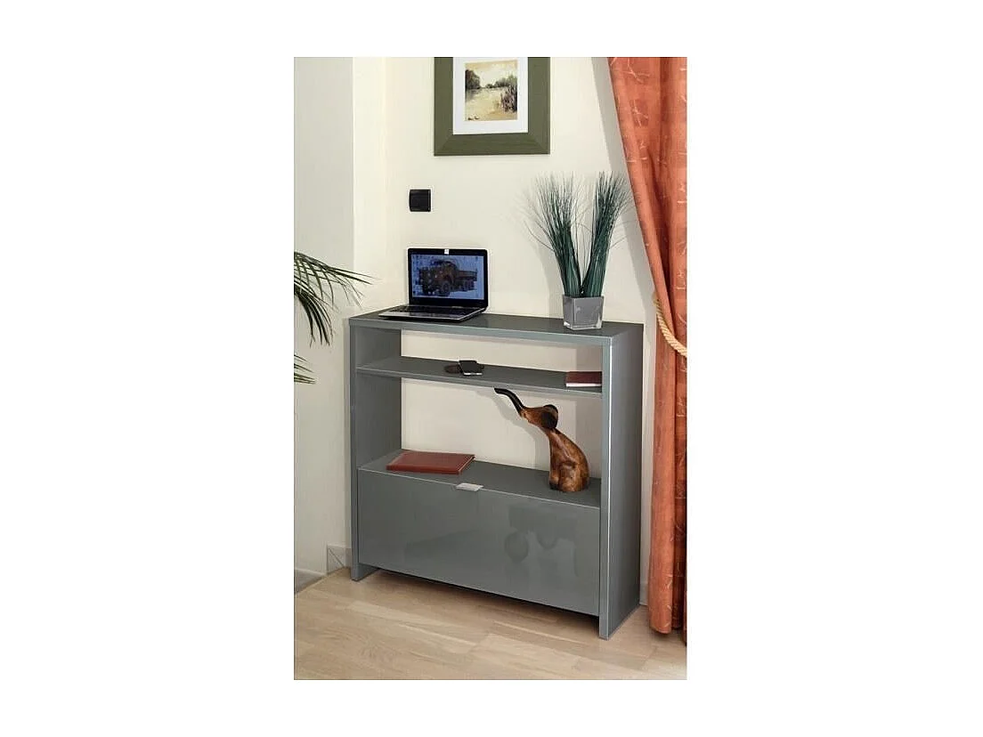 Schoenenkast SCOTT in glanzend grijs - 93 x 25 x 91 cm