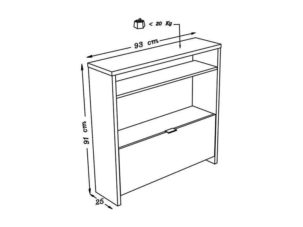 Schoenenkast SCOTT in glanzend grijs - 93 x 25 x 91 cm