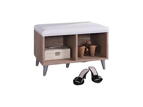 Schuhschrank SIDE mit 2 breiten Fächern, in Sonoma Eiche und Weiß.