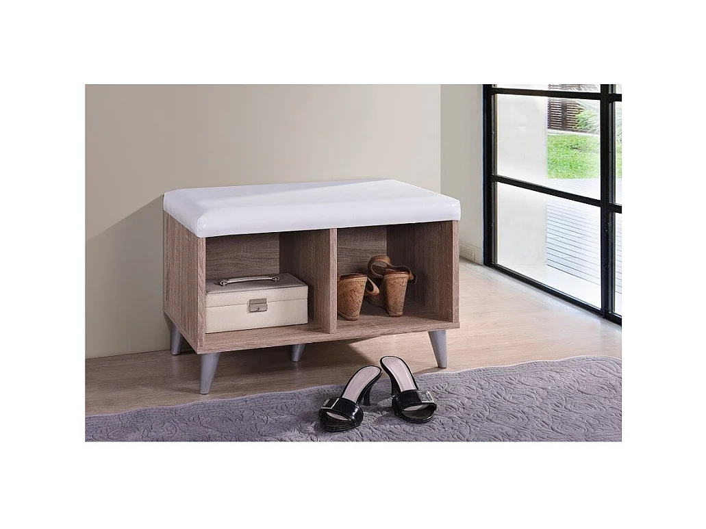 Schuhschrank SIDE mit 2 breiten Fächern, in Sonoma Eiche und Weiß.