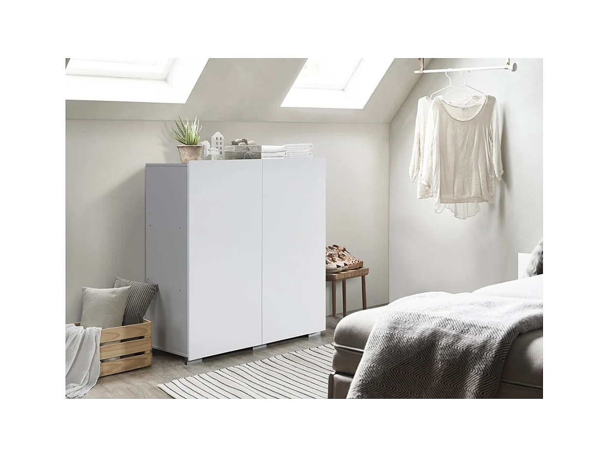 Doppeltüriger Schrank TINY – 100x120 cm – Farbe Weiß – Modernes Design