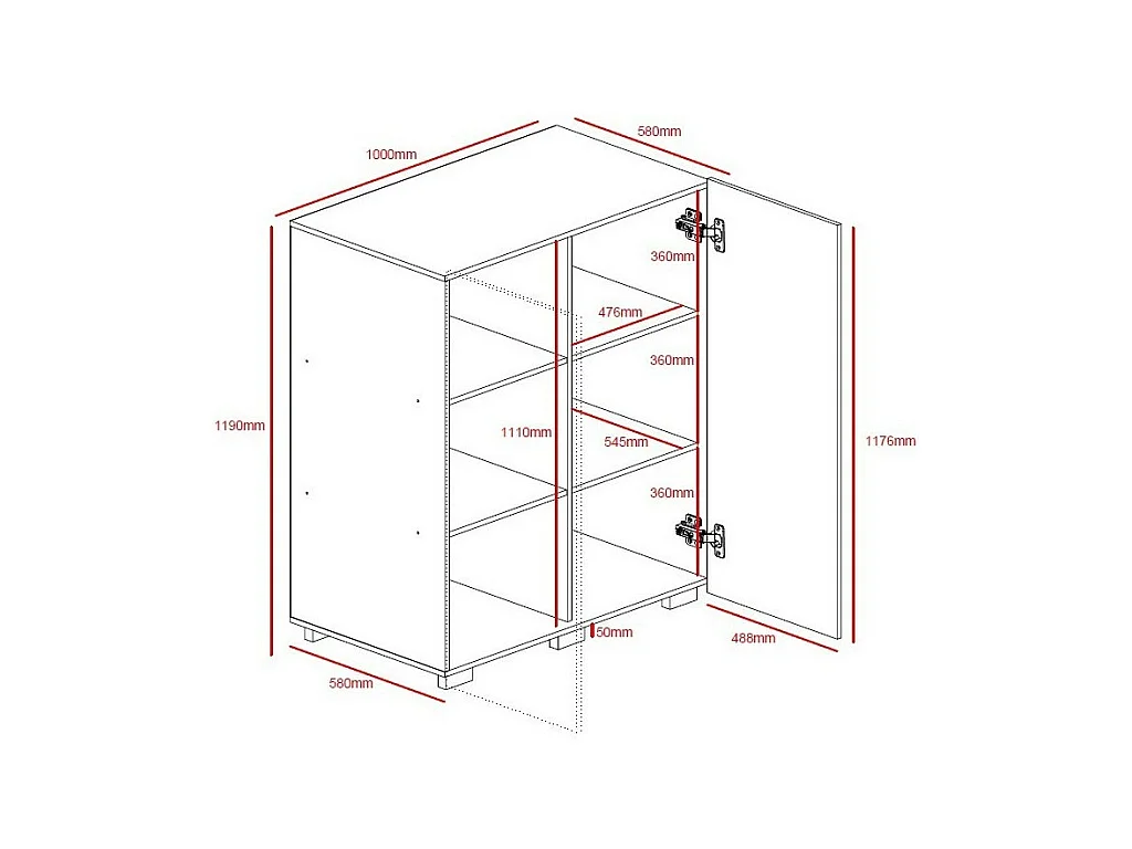 Doppeltüriger Schrank TINY – 100x120 cm – Farbe Weiß – Modernes Design