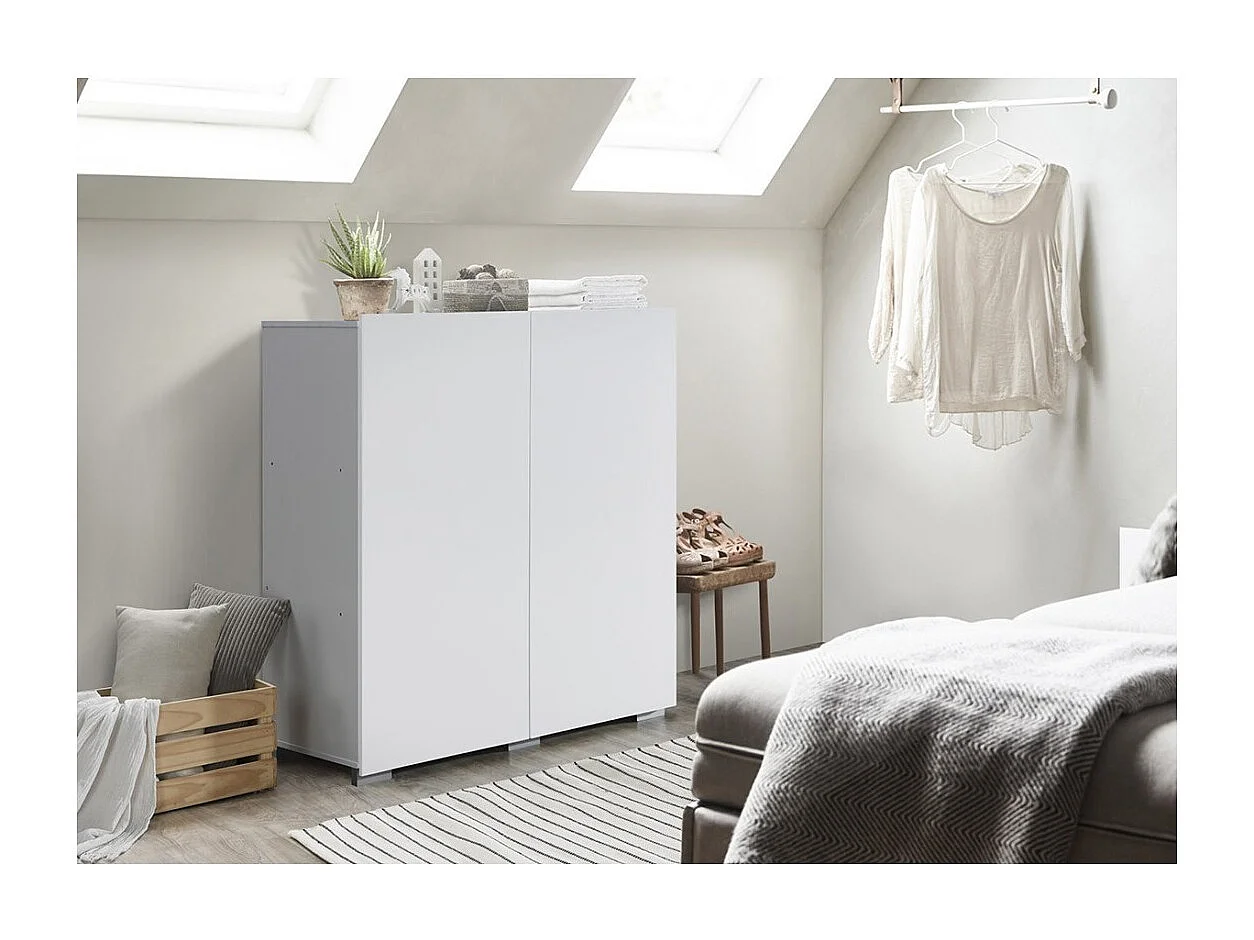 Rangement double portes TINY – 100x120 cm – Coloris blanc – Design moderne