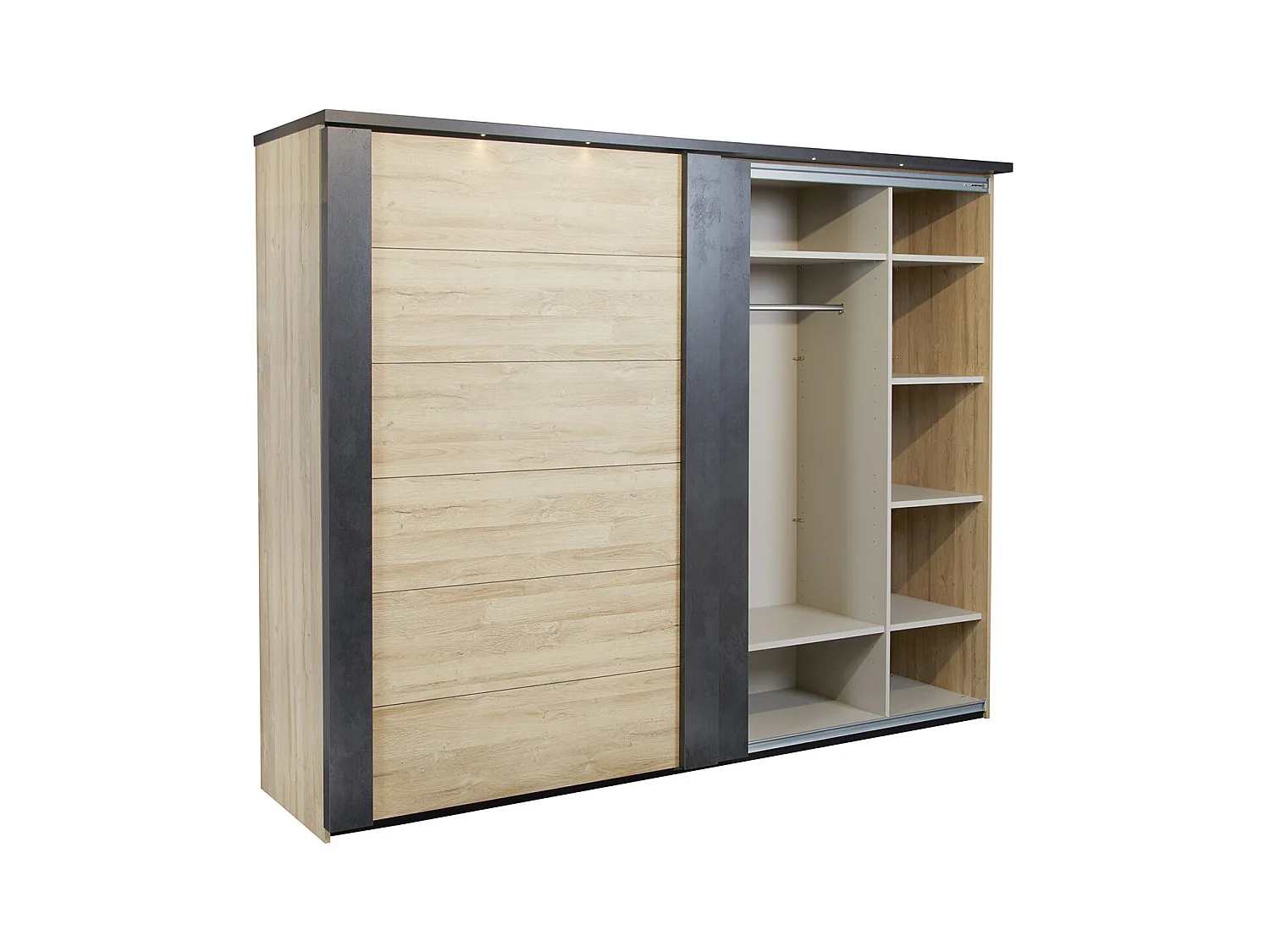 SIWA - Armoire 2 Portes Coulissantes 217cm avec Leds