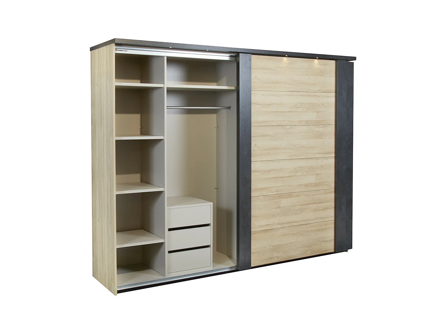 SIWA - Armoire 2 Portes Coulissantes 217cm avec Leds