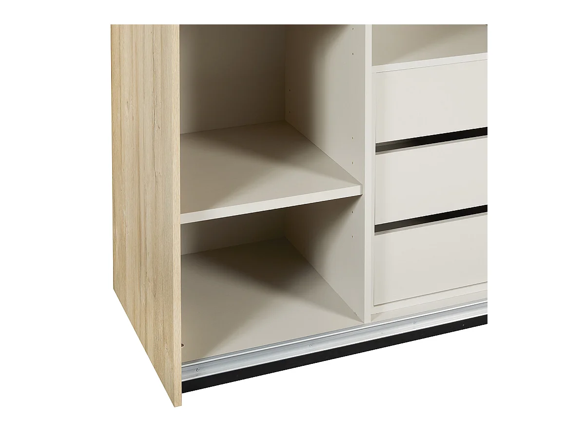 SIWA - Armoire 2 Portes Coulissantes 217cm avec Leds