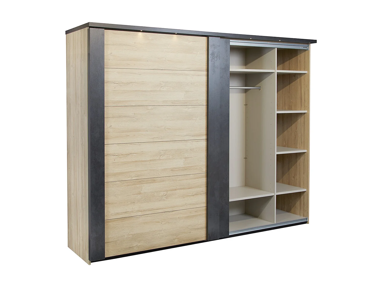 SIWA - Armoire 2 Portes Coulissantes 217cm avec Leds