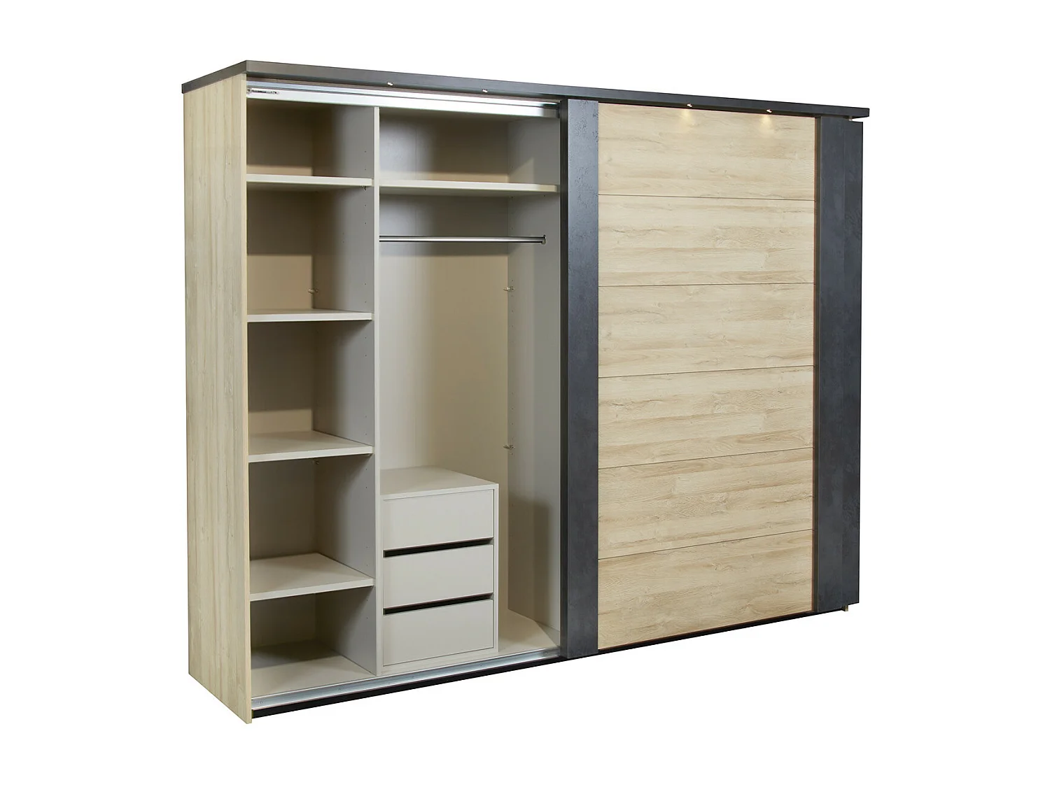 SIWA - Armoire 2 Portes Coulissantes 217cm avec Leds