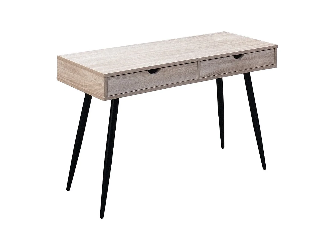 Bureau CALIFORNIA 2 tiroirs – Chêne clair et noir – Style scandinave