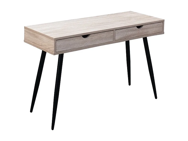 Bureau CALIFORNIA 2 tiroirs – Chêne clair et noir – Style scandinave