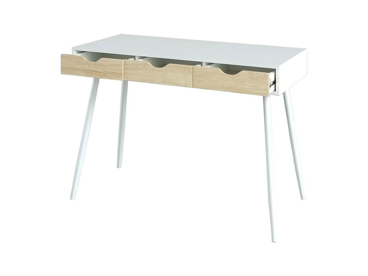 Escritorio FLORIDA estilo escandinavo con 3 cajones de color blanco.