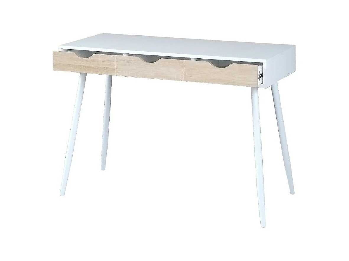 Escritorio FLORIDA estilo escandinavo con 3 cajones de color blanco.